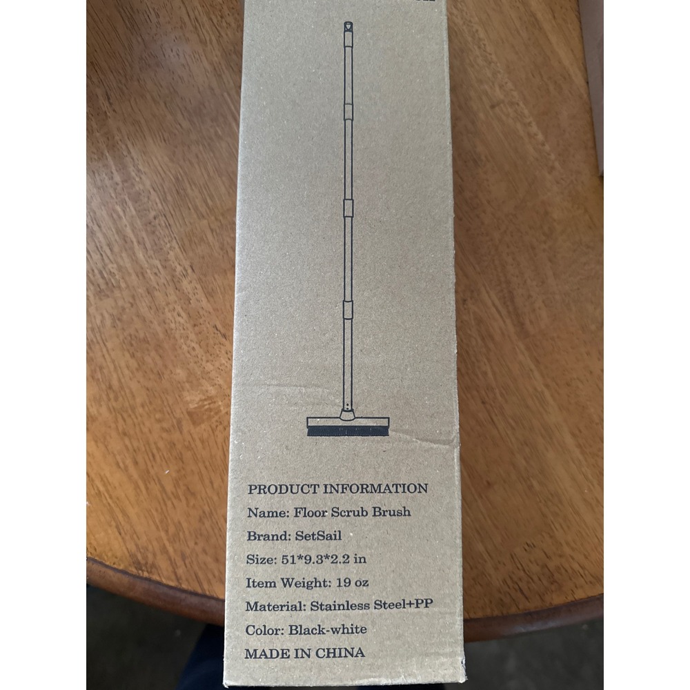 SetSail Floor Scrub Brush 51in Stainless Steel Handle Black White Heavy Duty